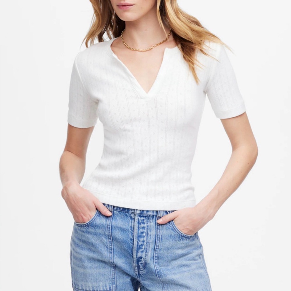 Madewell Pointelle Notch Neck Tee